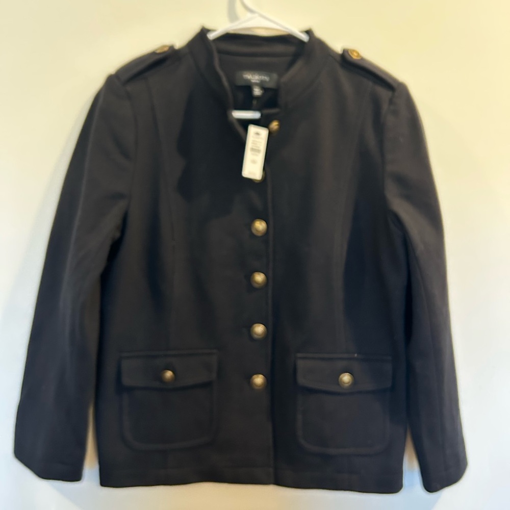 Talbots Black Utility Jacket with Gold Buttons